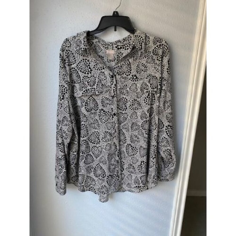 Chico's Black and White Button Down Shirt